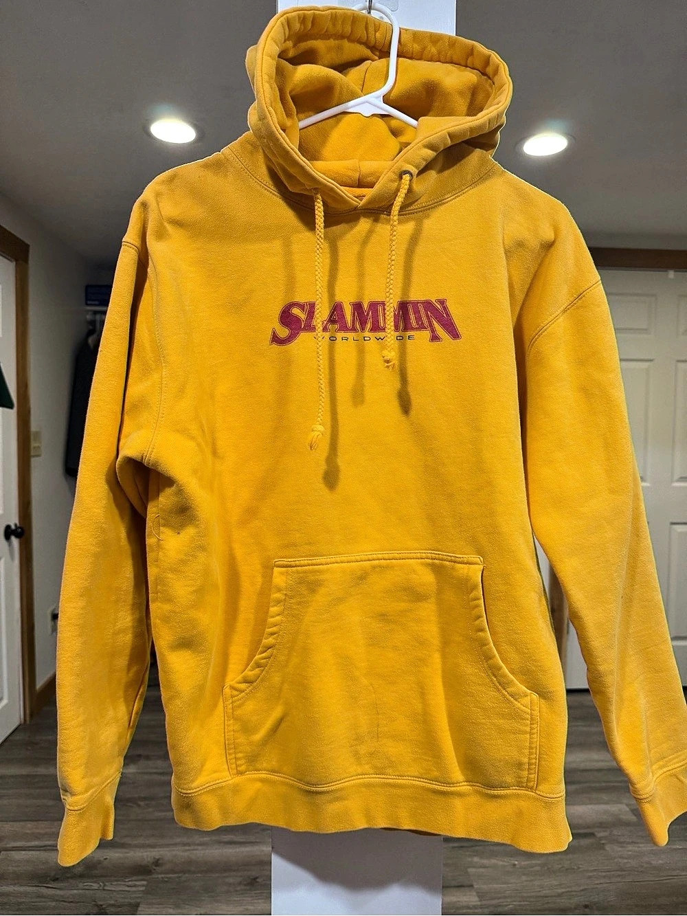 Slammin Graphic Pullover Hoodie in Yellow